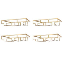 4X 3 Reihen Weinglas Rack Unter Schrank Stemware Halter Eisen Weinglas Organizer Gläser AufbewahrungsbüGel für Bar Küche