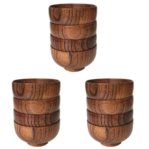 Jujuba Tigela Madeira Estilo Japonês Madeira Tigela Macarrão Tigela Madeira Maciça, Diâmetro 4,5 Polegadas Por 2-5/8 Polegadas,para Arroz, Sopa,
