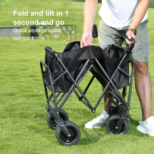Foldable Utility Wagon with Side Pockets and Brakes 2