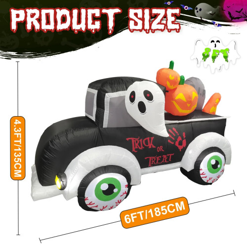 Halloween Inflatable Frankenstein Car with Pumpkin & Ghost 2