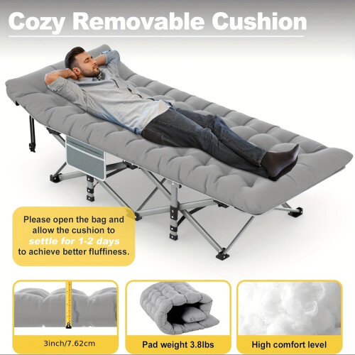 Folding Camp Cot with Mattress 2