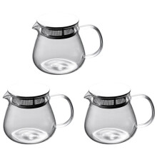 3X Hittebestendige Koffiepot Handmatige Koffiepot Stalen Deksel Transparante Deelpot Glazen Koffiepot met Handvat