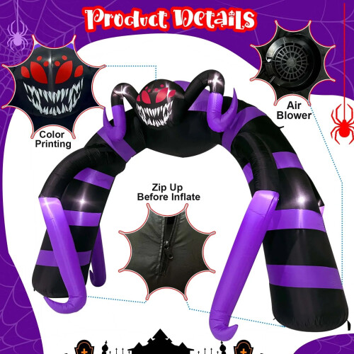 Halloween Spider Arch Inflatable with LED Lights 2