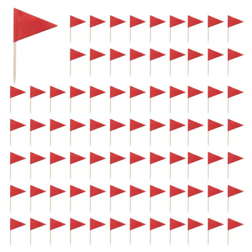 200 Pcs Solid Red Toothpick Flags Small  Plain Red Color Stick Cupcake Toppers Flags DIY Decoration