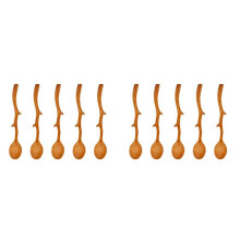 10 Pcs Japanese Style Beech Spoons,Branch Shape Long Handle Scoop,Coffee Stirring Spoon,Tableware