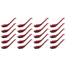 20PCS Red and Black Asian Soup Spoon with Hook-Chinese Style Spoon, Perfect for Rice Pho Ramen Noodle Soups