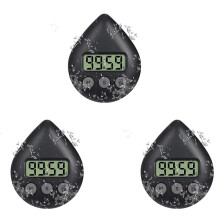 3X Leiser, Nicht Tickender, Batteriebetriebener Dusch-Timer, Wasserdichter Digitaler Timer, Kleiner Süßer Timer in Schwarz
