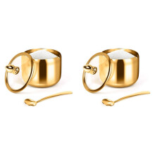 2X Récipient à Sucre avec Couvercle et Cuillère pour Accessoires de Station de Café, Rangement de Cuisine pour Sel, Bonbons, Grains de Café
