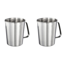 2X 304 Stainless Steel Measuring Cup with Handle and Pour Lip, Metal Pitcher with Oz and ML Marking, 48OZ/1500 ML-6 Cup)