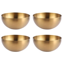 4X Large Capacity Stainless Steel Salad Bowls Korean Soup Rice Noodle Ramen Bowl Kitchen Food Container,Gold,20X9CM