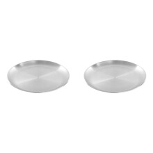 2pcs 17cm Stainless Steel Bone Spitting Dish Silver Shallow Tray Metal Dining Disc Round Plate Dessert Tableware