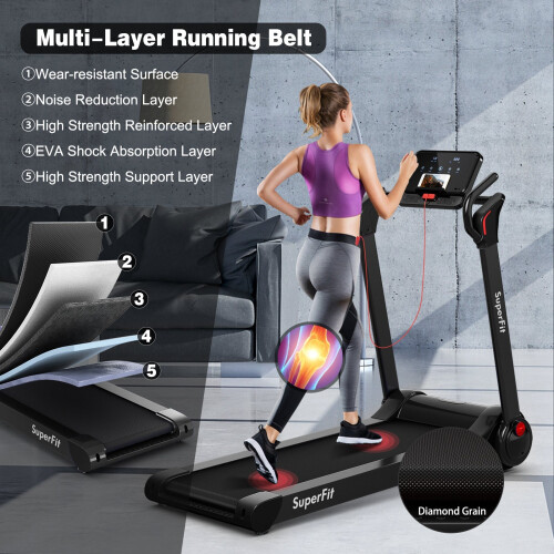 Folding Electric Treadmill 2.25HP - Black 1