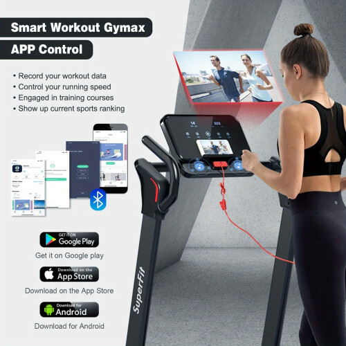 Folding Electric Treadmill 2.25HP - Black 2