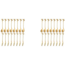 40PCS Dessert Spoon and Fork Set Cake Fork Coffee Spoon  Fruit Fork Stainless Steel -Gold