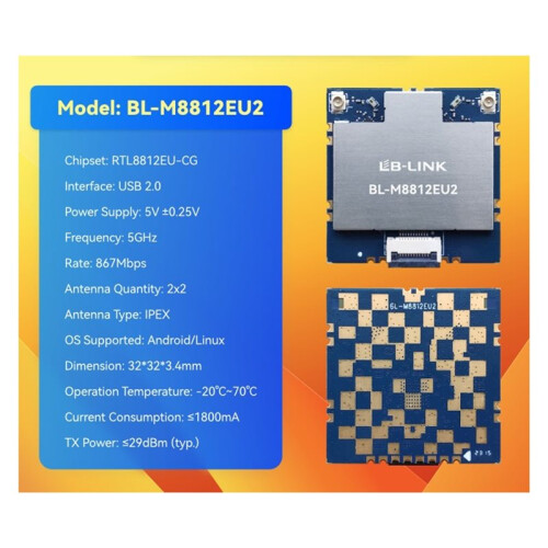LB-LINK 2pcs Mapping Module BL-M8812EU2 High-Power with FEM Wireless Mapping Module High-Power 5G WiFi Module
