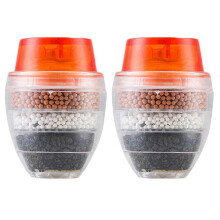 2X Activated Carbon Faucet Filter Faucet Nozzle Water Filter Kitchen Tap 5 Layers Filter Purifier for Home Use (Red)