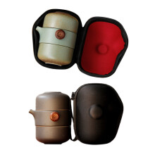 2 Set Japanese-Style Ceramic Teapot Lid Bowl Teacup Handmade Portable Travel Office Tea Set, Green & Black