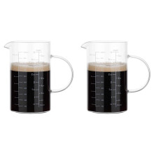 2X Tasse à Mesurer en Verre, Poignée Isolée, Bec Verseur en V, Tasse à Mesurer en Verre Borosilicaté 1000 Ml, /1 Litre, 4 Tasses