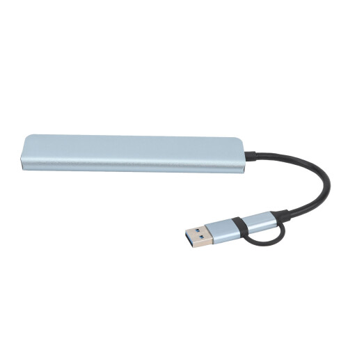 Hub USB-C 8-in-1, alluminio, cavo da 17 cm, argento 2