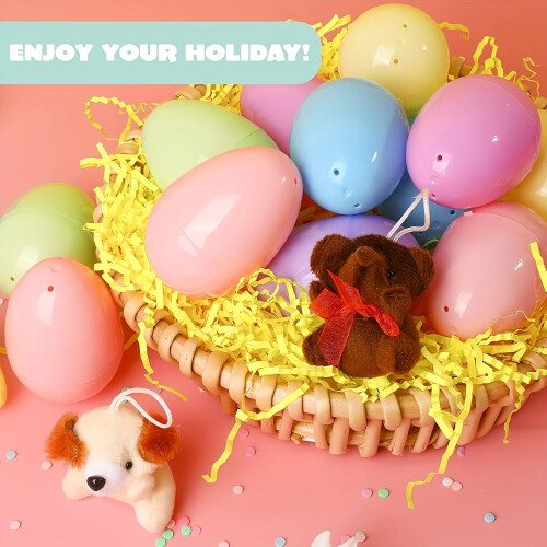 Colorful Plastic Easter Eggs with Mini Plush Toys 2