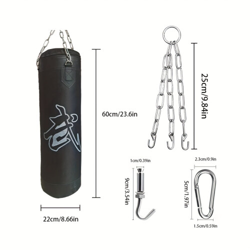 1 Set 60CM Heavy-Duty Hanging Boxing Sandbag(Black) 2