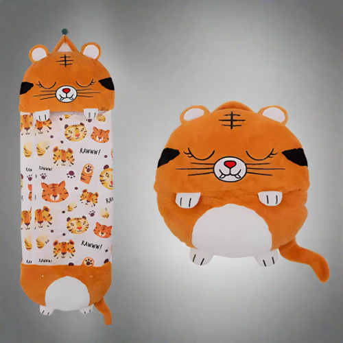Kids Shark Sleeping Bag Plush Doll Pillow (Orange) 2