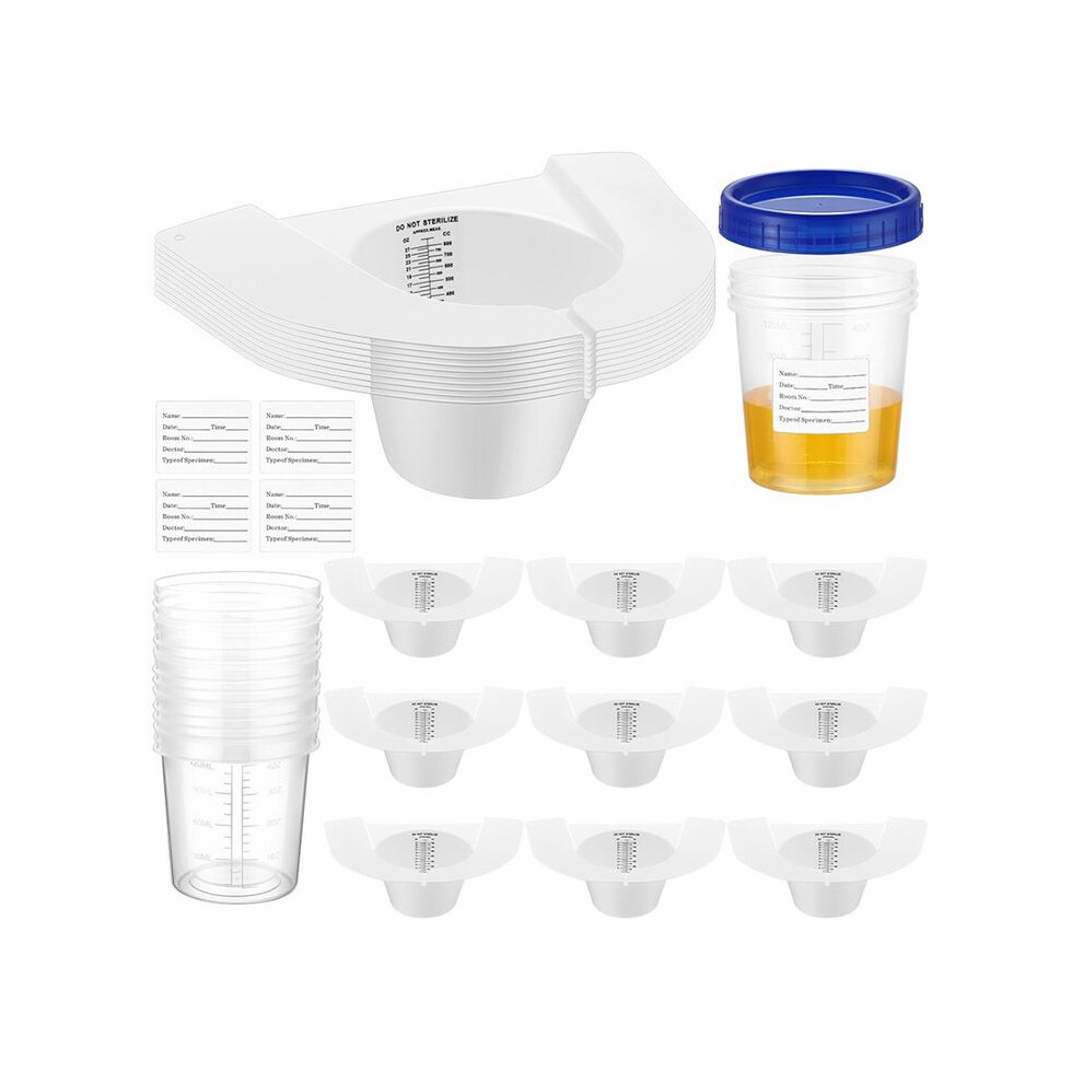 30 Pcs Urine Collection Hats For Toilet Sets Including 10 Urine Collector, 10 Sample Cup Containers, 10 Stickers 4713858153175
