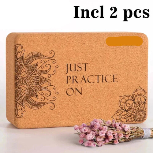 Yoga Cork Block Set with Strap (Brown) 2