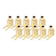 10PCS Banana Connectors Gold Plated Speaker Audio Amplifier Connector Banana Plug Converted to Y Plug U-Shaped Plug