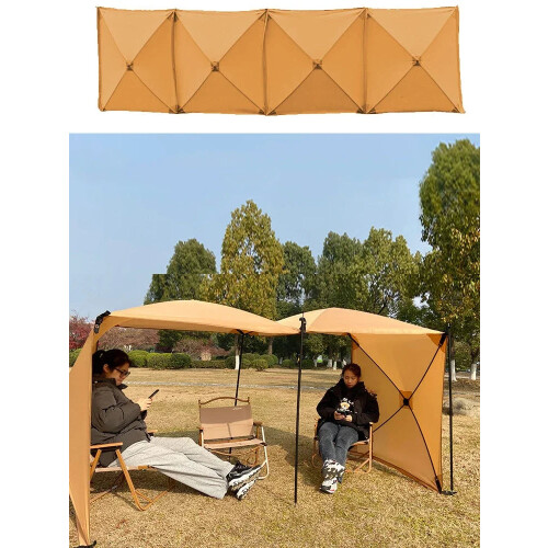 Camping Windscreen Tent Folding Windproof Shield (Khaki) 2