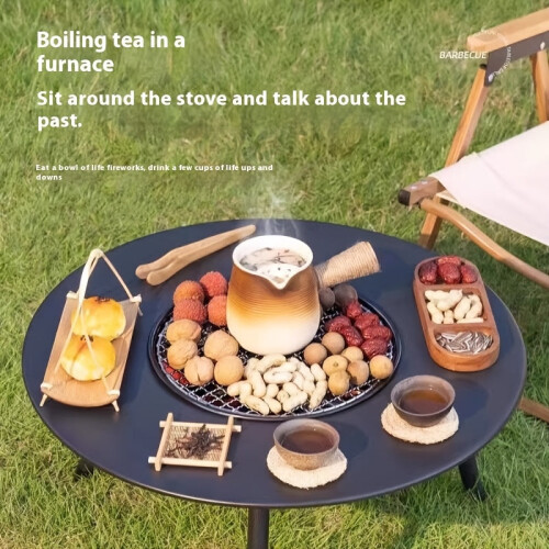 Outdoor Charcoal Grill & Tea Table Set 1