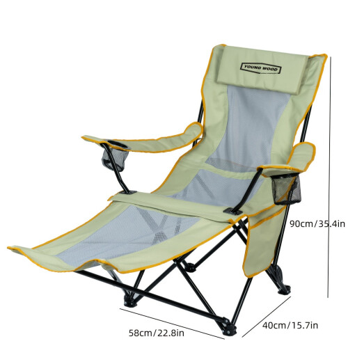 Heavy-Duty Folding Lounge Chair with Headrest 2
