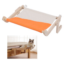 Mensola da finestra per gatto 47x38x21 cm Legno+Tessuto Naturale