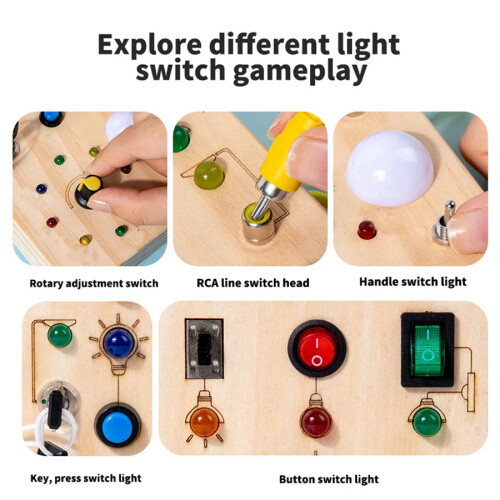 Montessori Busy Board with LED Light for Kids 2