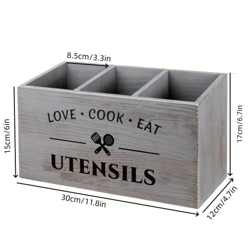 Wooden Tableware Storage Box with Grids for Kitchen 2