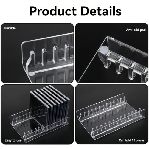 CD Storage Holder Desktop Stand, Acrylic CD Organizer Stand CD Display Rack, CD Storage Rack  to 12 Standard CD Cases 2
