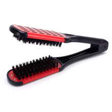 Poils de Sanglier Brosse Double Face Peigne Pince Antistatique Lisseur Outil Peigne Attelle de Cheveux Peigne, Rouge