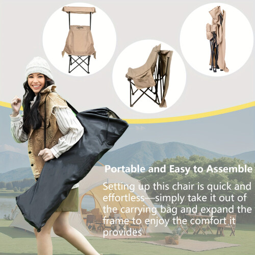 Foldable Camping Chair with Sunshade 2