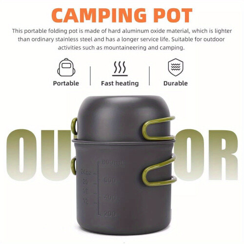 Camping Cookware Set with Foldable Pot & Skillet 2