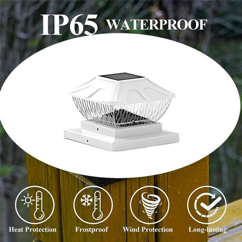 Solar Post Cap Lights Outdoor - 2 Pack 2 Modes Solar Deck Fence Lights, IP65 Waterproof Solar Powered Light Posts Black