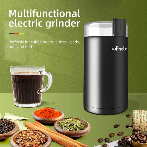 200W High Power Electric Coffee Grinder One Touch Operation Black 2
