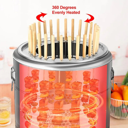 Portable Wrap-Around Charcoal Grill Smokeless BBQ Grate Silver 2