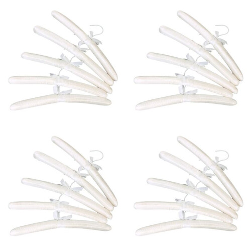 20x White Satin Padded Clothes Hook Hanger