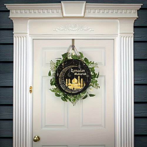 Ramadan Mubarak Wooden Wreath Sign 2