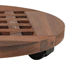 2X 25cm Wood Flower Pot Removable Tray Plant Holder Stand Base with Wheels Planter Flowers Pot Mover Trolley Plate