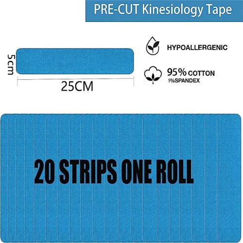 Pro Athletic Kinesiology Tape 20 Precut Strips Blue 2