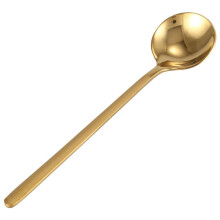 16Pcs Round Shape Coffee Spoon Stainless Steel Teaspoons Sugar Dessert Spoon Ice Cream Soup Spoon(Gold)