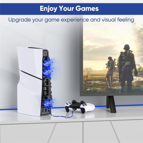 Cooling Fan for PS5 Slim Console, Quiet Cooling System with Memory Function and LED Light, Cooler Accessories -Black 1