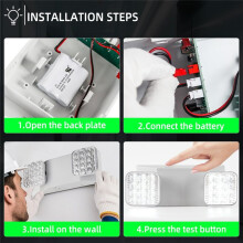 LED-Notbeleuchtung mit Batterie-Backup, Zwei Quadratische, Verstellbare Köpfe, Batterie für 90 Minuten Notbetrieb