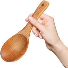 Cucharas de Madera de 8 Piezas, Paleta de Arroz de Madera de 21,5 cm, Cuchara de Servir Versátil, Cuchara de Cocina Antiadherente Resistente Al Calor
